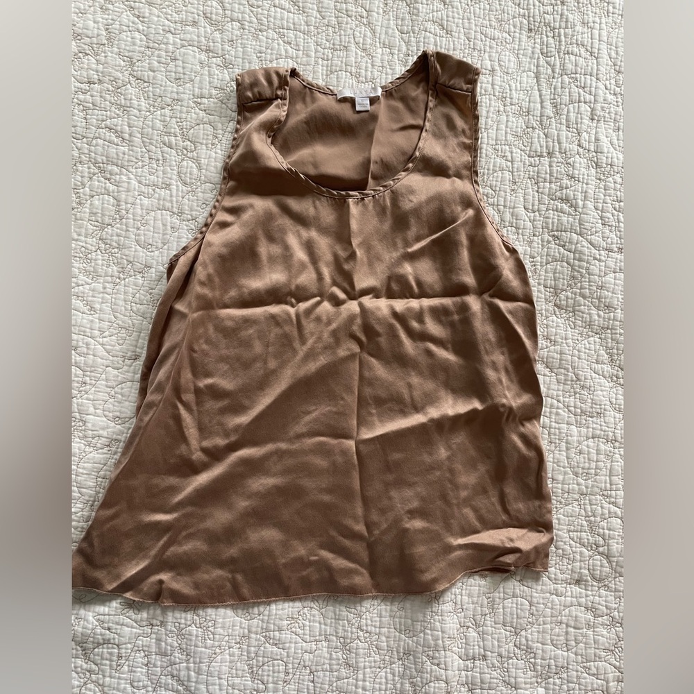 Lunya Women's taupe silk sleep Top